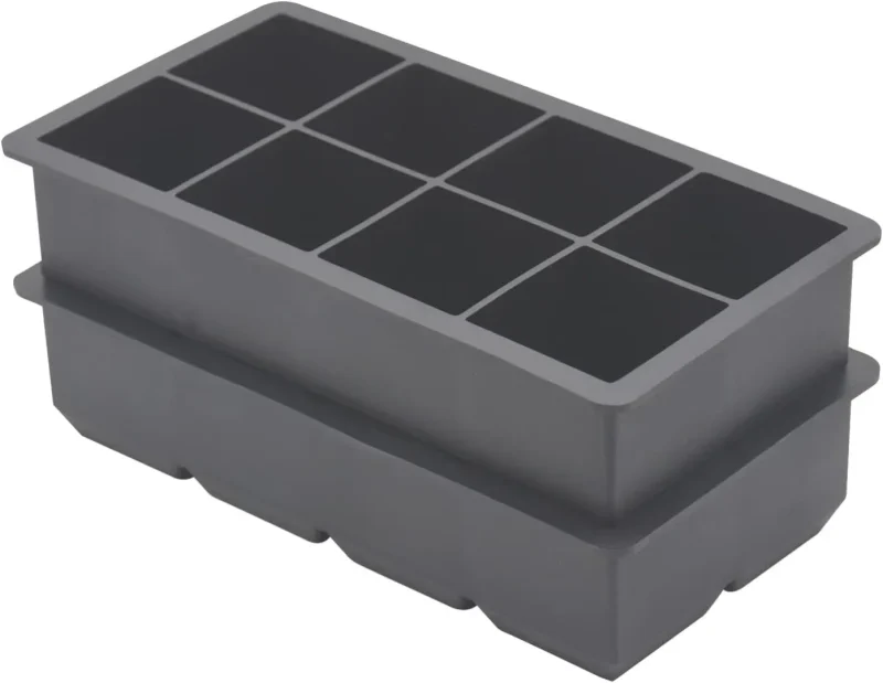 Large Ice Cube Trays 2 Pack,Big Ice Cube Molds with Removable Lids,Easy Release and Stackable Silicone Ice Cube Tray,Make 16 Big Square Ice Cubes for Whiskey,Cocktails