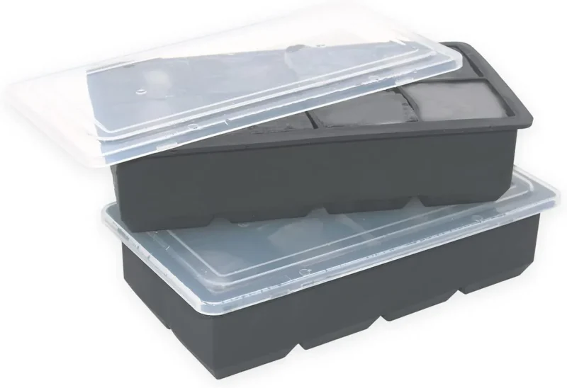 Large Ice Cube Trays 2 Pack,Big Ice Cube Molds with Removable Lids,Easy Release and Stackable Silicone Ice Cube Tray,Make 16 Big Square Ice Cubes for Whiskey,Cocktails