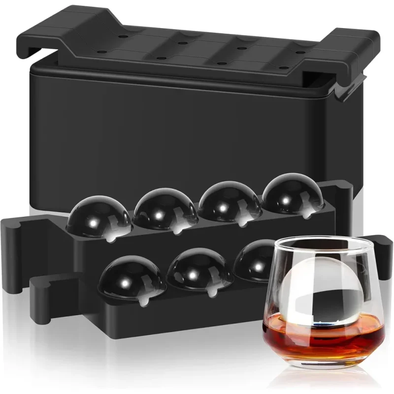 Clear Ice Ball Maker Mold, 8 Large Whiskey Ice Cubes Mold, 2 Inch Round Silicone Ice Molds for Cocktails, Idea Gifts for Dad Boyfriend Boss Men who Have Everything
