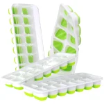Ice Cube Trays 4 Pack, 56 pcs Silicone Ice Cubes Tray Maker with Spill-Resistant Removable Lid, Easy Release & Pop out, LFGB and BPA Free, Stackable Flexible, for Soup. Food, Cocktail, Coffee