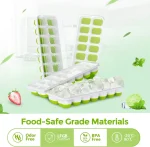 Ice Cube Trays 4 Pack, 56 pcs Silicone Ice Cubes Tray Maker with Spill-Resistant Removable Lid, Easy Release & Pop out, LFGB and BPA Free, Stackable Flexible, for Soup. Food, Cocktail, Coffee