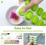 Ice Cube Trays 4 Pack, 56 pcs Silicone Ice Cubes Tray Maker with Spill-Resistant Removable Lid, Easy Release & Pop out, LFGB and BPA Free, Stackable Flexible, for Soup. Food, Cocktail, Coffee