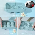 Large Ice Cube Molds, Big Round Whiskey Ice Cube Trays for Freezer, Easy to Fill & Release, Whiskey Bourbon Cocktail(1.9In*6 Balls- Blue/2 Pack)