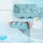 Large Ice Cube Molds, Big Round Whiskey Ice Cube Trays for Freezer, Easy to Fill & Release, Whiskey Bourbon Cocktail(1.9In*6 Balls- Blue/2 Pack)