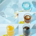 Large Ice Cube Molds, Big Round Whiskey Ice Cube Trays for Freezer, Easy to Fill & Release, Whiskey Bourbon Cocktail(1.9In*6 Balls- Blue/2 Pack)