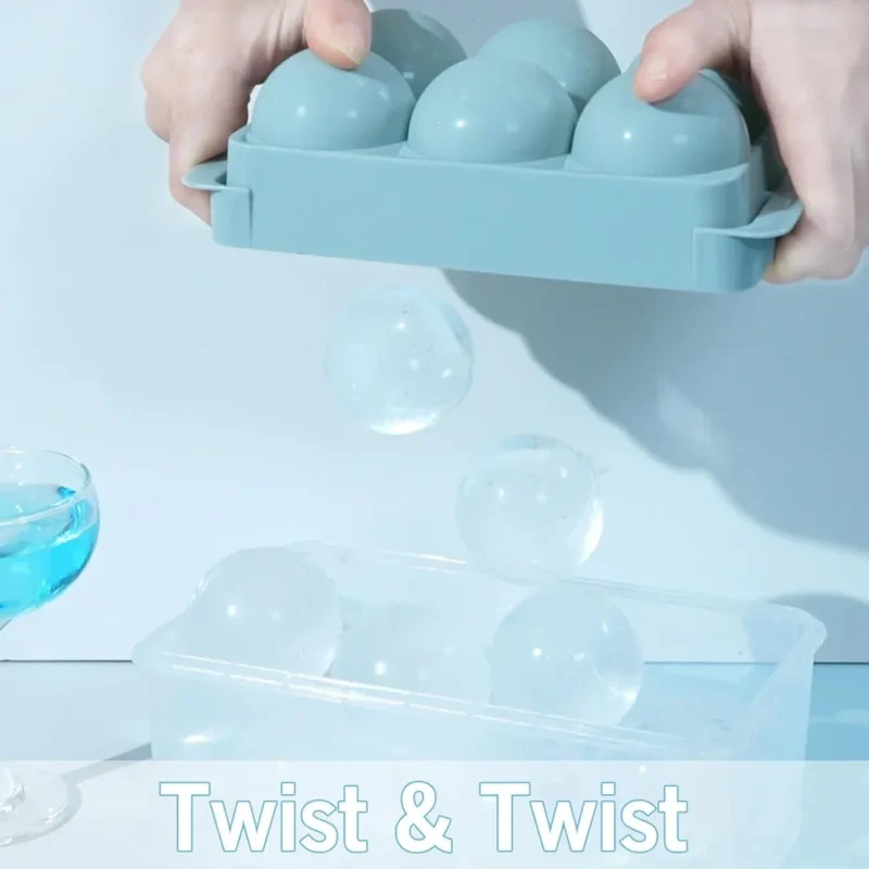 Large Ice Cube Molds, Big Round Whiskey Ice Cube Trays for Freezer, Easy to Fill & Release, Whiskey Bourbon Cocktail(1.9In*6 Balls- Blue/2 Pack)