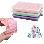 Ice Cube Tray, 3 Pack Silicone Ice Cube Molds, Easier to Release, BPA Free for Alcohol/Coffee/Beverages (Pink, Light blue, Purple)