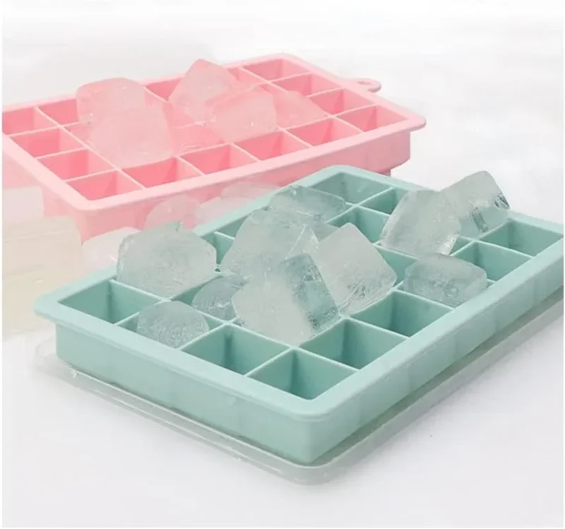 Ice Cube Tray, 3 Pack Silicone Ice Cube Molds, Easier to Release, BPA Free for Alcohol/Coffee/Beverages (Pink, Light blue, Purple)
