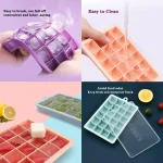 Ice Cube Tray, 3 Pack Silicone Ice Cube Molds, Easier to Release, BPA Free for Alcohol/Coffee/Beverages (Pink, Light blue, Purple)