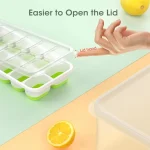 Ice Cube Tray with Lid and Bin, 4 Pack Silicone Plastic Ice Cubes Trays for Freezer with Box/Container, Stackable with Storage Iced Bucket Kits, Scoop, for Soup, Food, Cocktail, Coffee
