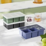 Large Ice Cube Tray for Whiskey: 2inch Big Silicone Ice Trays for Whisky - 3Pack Old Fashioned Ice Cube Trays for Cocktail - Huge Square Cubed Bourbon Ice Cube Maker