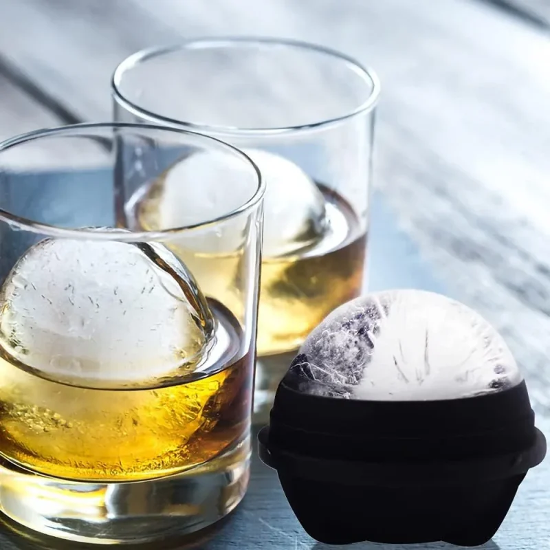 Ice Ball Molds Set of 4,Whiskey Ice Ball Maker Mold,Silicone Sphere Ice Molds with Built-in Funnel,Large Round Ice Cube Molds Make 2.5 Inch Sphere Ice for Whiskey & Cocktails