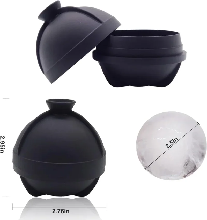 Ice Ball Molds Set of 4,Whiskey Ice Ball Maker Mold,Silicone Sphere Ice Molds with Built-in Funnel,Large Round Ice Cube Molds Make 2.5 Inch Sphere Ice for Whiskey & Cocktails