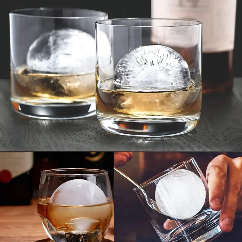 Ice Ball Molds Set of 4,Whiskey Ice Ball Maker Mold,Silicone Sphere Ice Molds with Built-in Funnel,Large Round Ice Cube Molds Make 2.5 Inch Sphere Ice for Whiskey & Cocktails