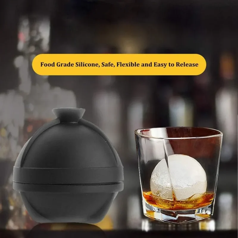 Ice Ball Molds Set of 4,Whiskey Ice Ball Maker Mold,Silicone Sphere Ice Molds with Built-in Funnel,Large Round Ice Cube Molds Make 2.5 Inch Sphere Ice for Whiskey & Cocktails
