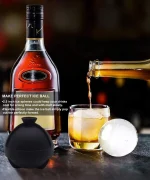 Ice Ball Molds Set of 4,Whiskey Ice Ball Maker Mold,Silicone Sphere Ice Molds with Built-in Funnel,Large Round Ice Cube Molds Make 2.5 Inch Sphere Ice for Whiskey & Cocktails