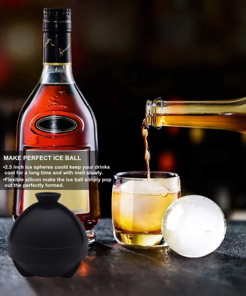 Ice Ball Molds Set of 4,Whiskey Ice Ball Maker Mold,Silicone Sphere Ice Molds with Built-in Funnel,Large Round Ice Cube Molds Make 2.5 Inch Sphere Ice for Whiskey & Cocktails
